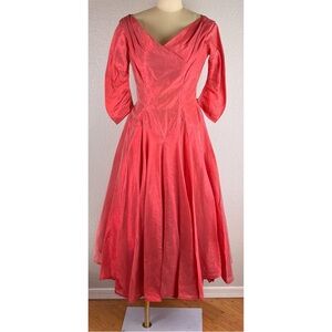 Harry Keiser Vintage 50s vintage Tea-Length Three-Quarter Sleeves Dress Small